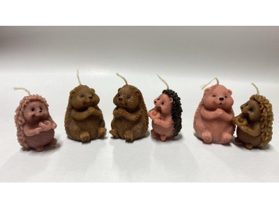 Lumanare din ceara de albine/palmier/soia, model ARICI, 40-70g