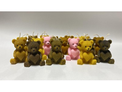 Lumanare din ceara de albine/palmier/soia, model URSULET 45g