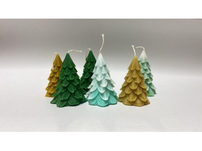 Lumanare din ceara de albine/palmier/soaia, model BRADUT, 85-90g