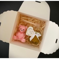 Marturii nunta/botezuri borcan personalizat, lumanare si betisor de miere